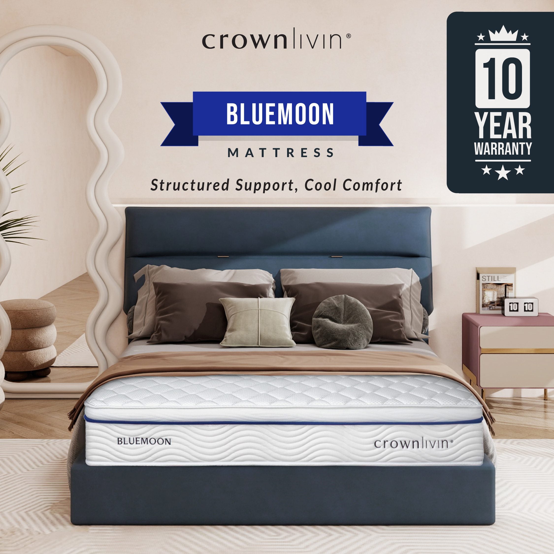 BLUEMOON – Structured Support, Cooling Comfort Mattress (Single / Super Single / Queen / King)