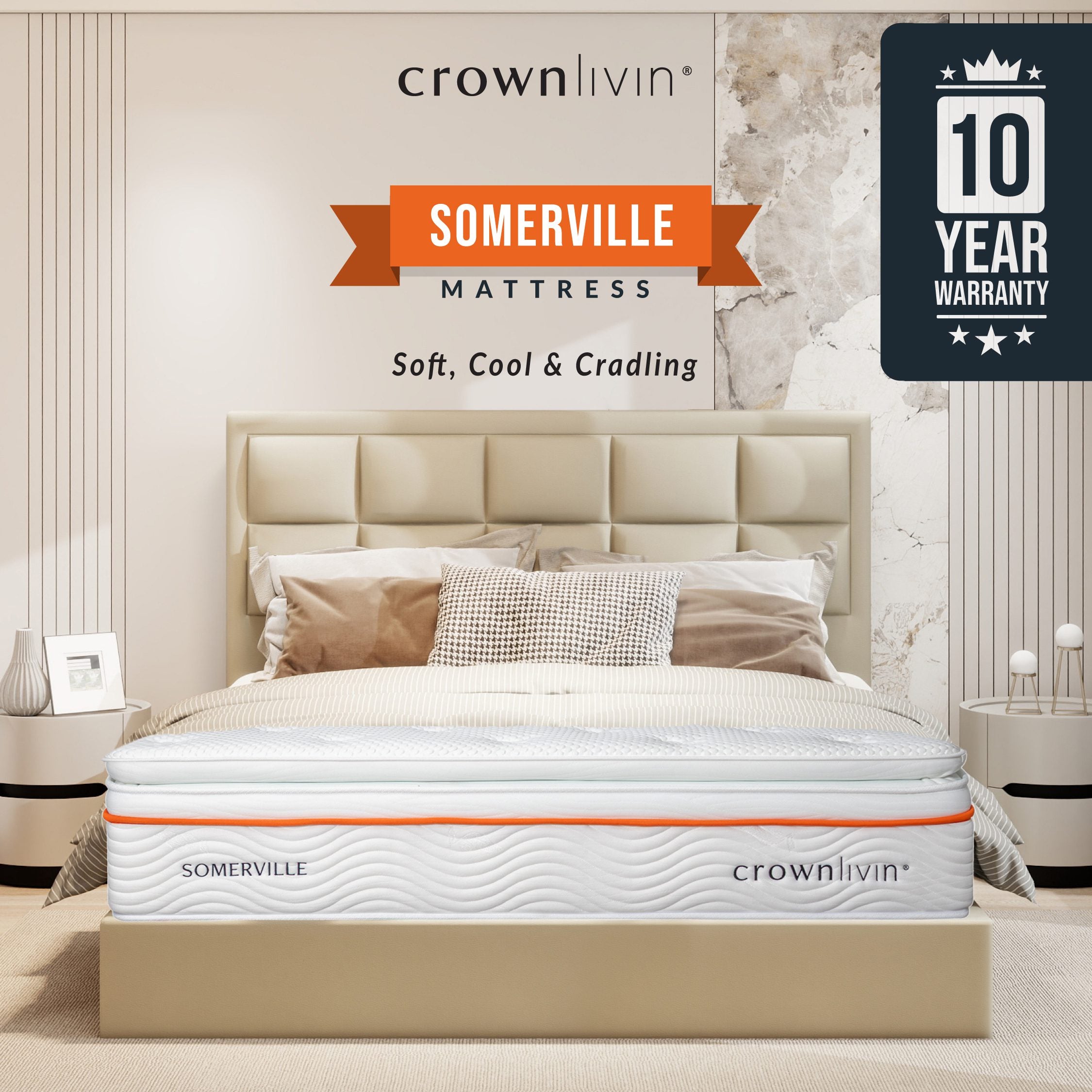 SOMERVILLE – Soft, Cool & Cradling Mattress (Single / Super Single / Queen / King)