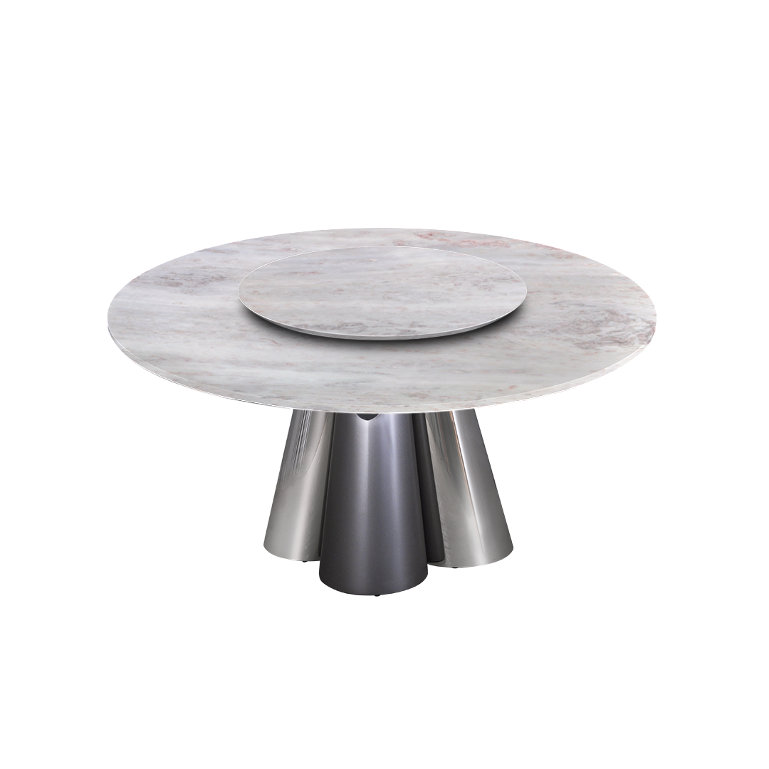 5ft Round Namibian Rose Natural Marble Dining Table