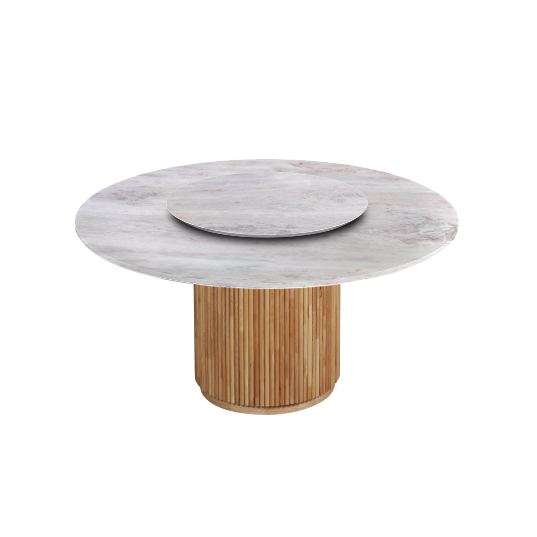 5ft Round Namibian Rose Natural Marble Dining Table