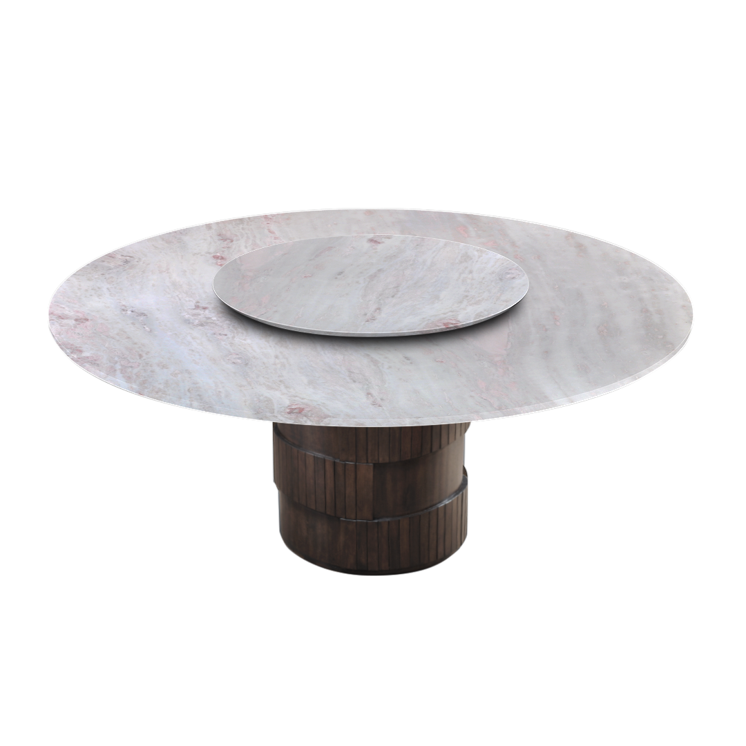 6ft Round Namibian Rose Natural Marble Dining Table