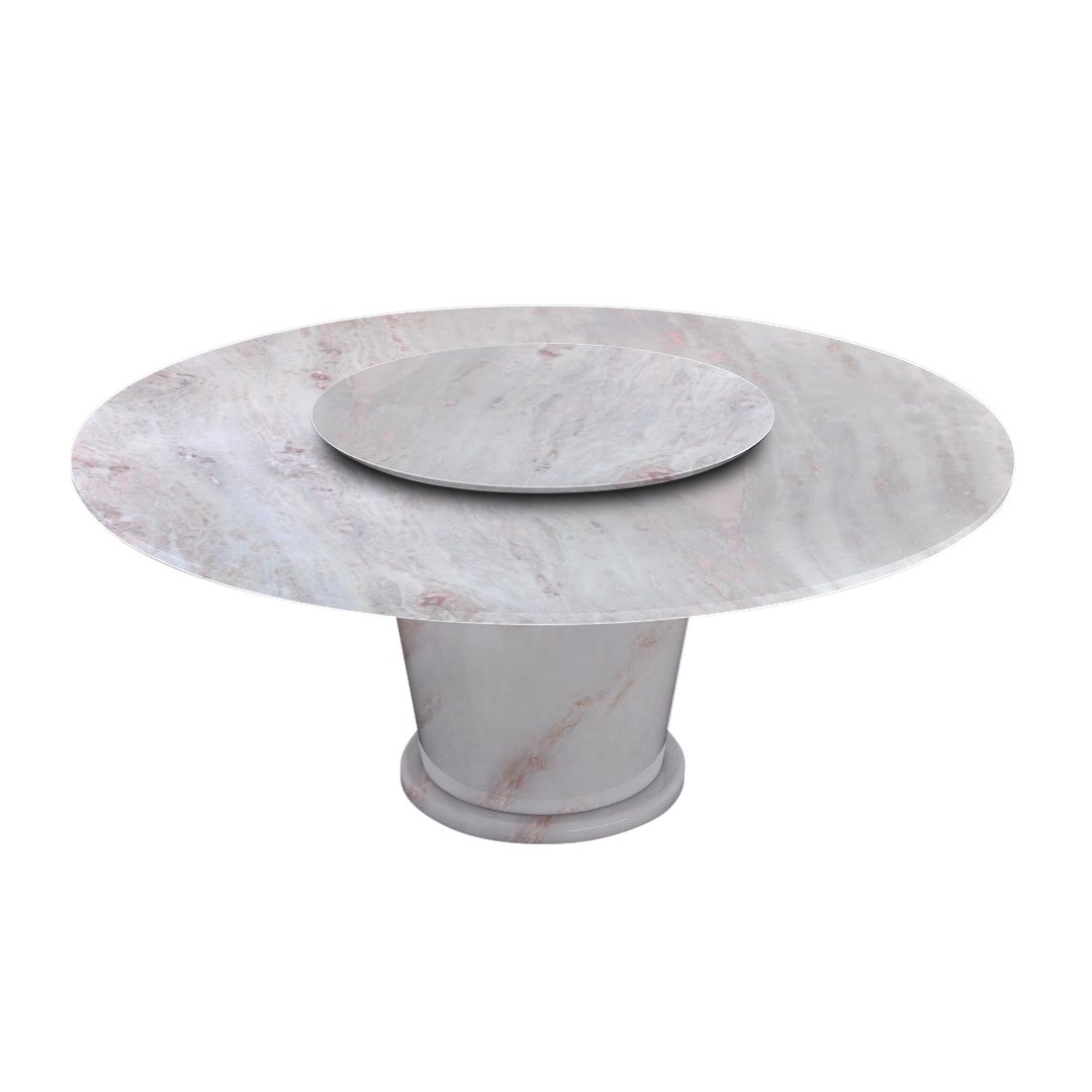 6ft Round Namibian Rose Natural Marble Dining Table
