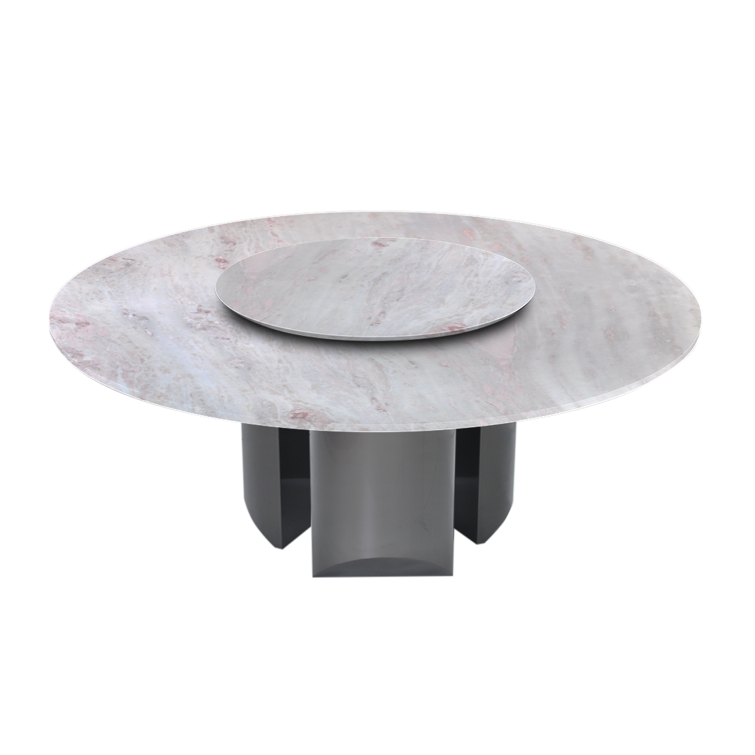 6ft Round Namibian Rose Natural Marble Dining Table