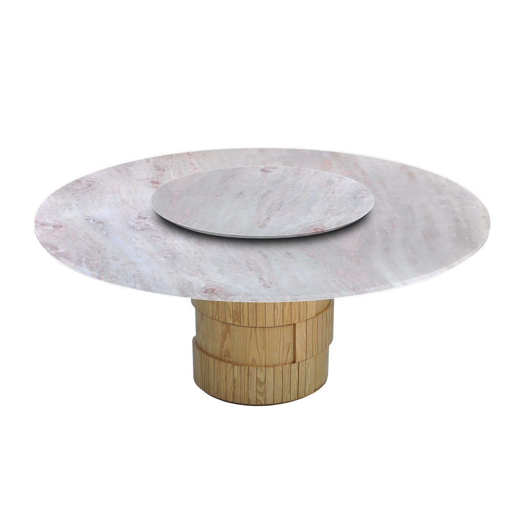6ft Round Namibian Rose Natural Marble Dining Table