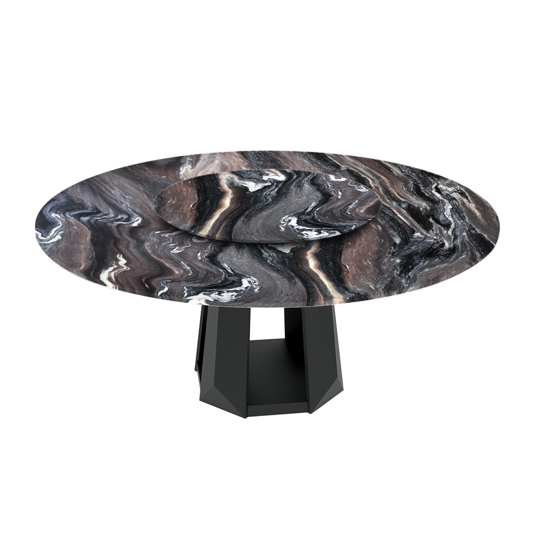 6ft Round Kinawa Natural Marble Dining Table