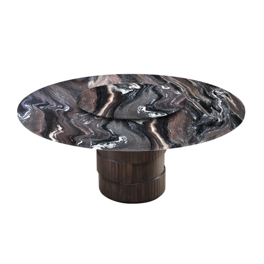 6ft Round Kinawa Natural Marble Dining Table