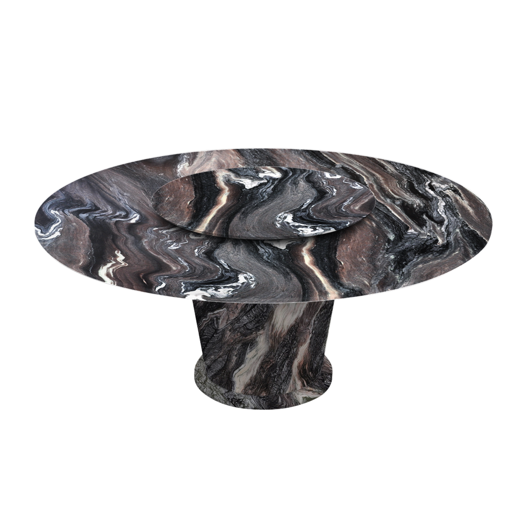 6ft Round Kinawa Natural Marble Dining Table