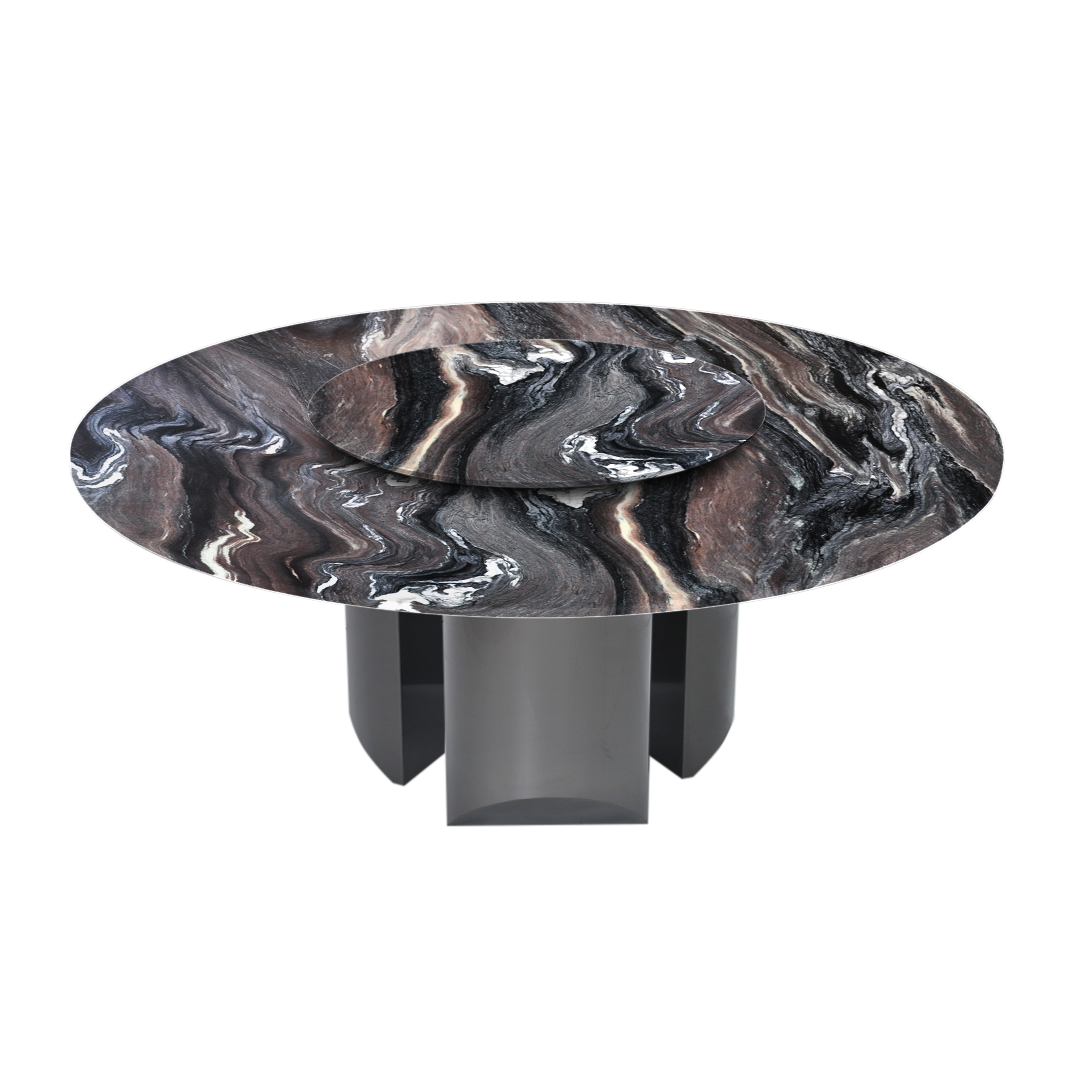 6ft Round Kinawa Natural Marble Dining Table