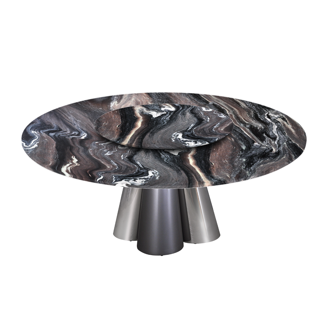 6ft Round Kinawa Natural Marble Dining Table