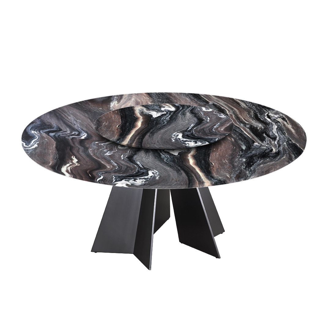 6ft Round Kinawa Natural Marble Dining Table