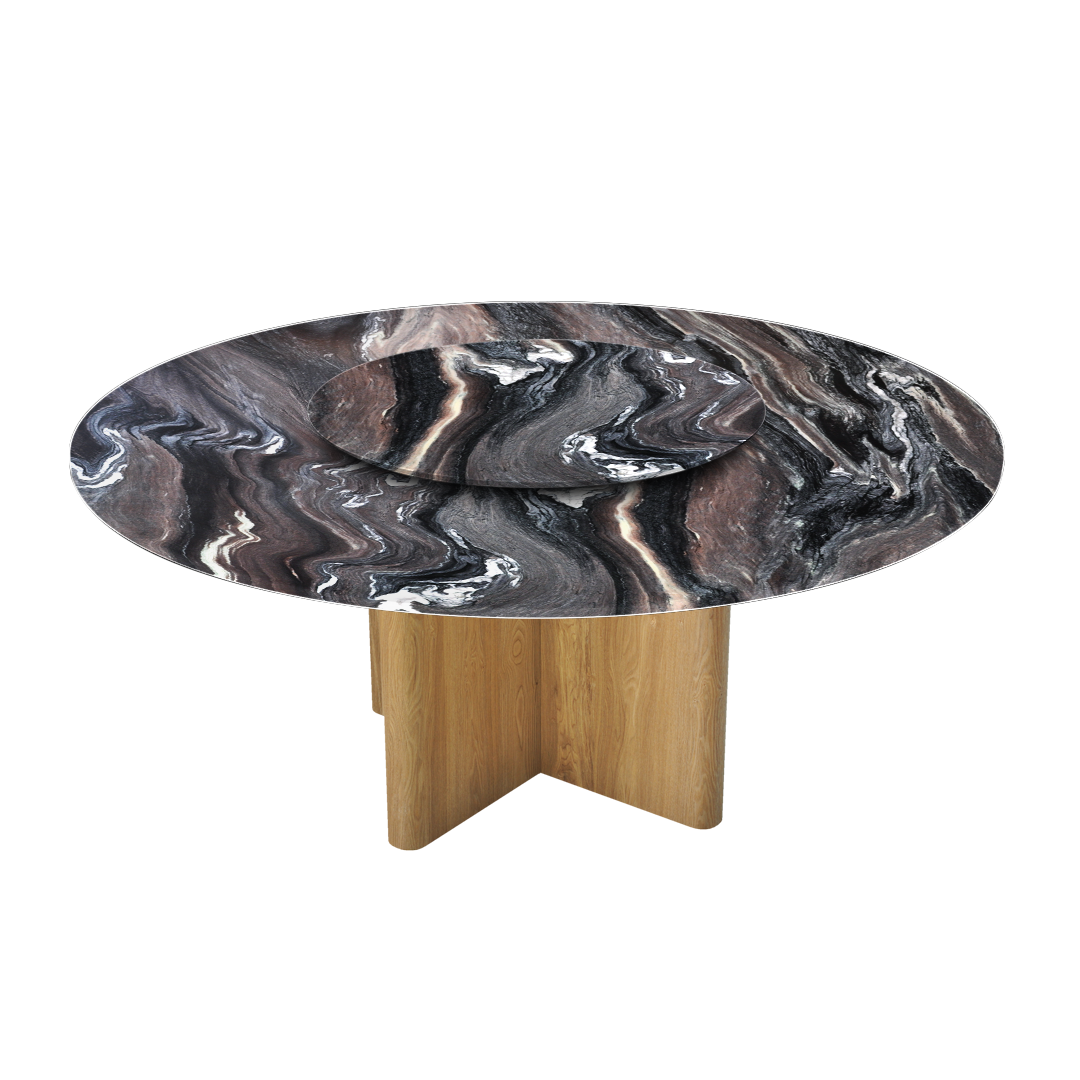 6ft Round Kinawa Natural Marble Dining Table