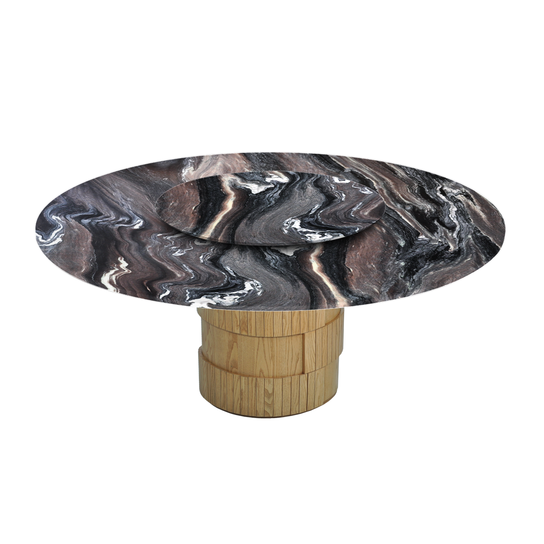 6ft Round Kinawa Natural Marble Dining Table