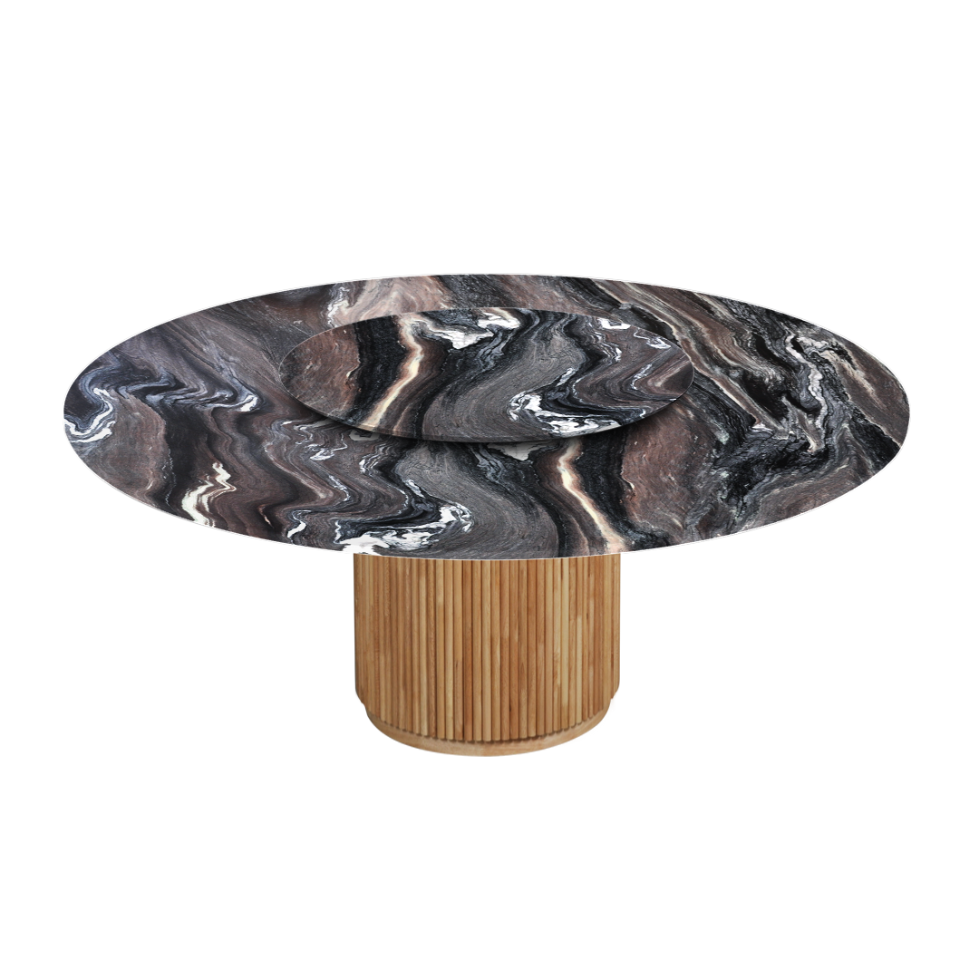 6ft Round Kinawa Natural Marble Dining Table