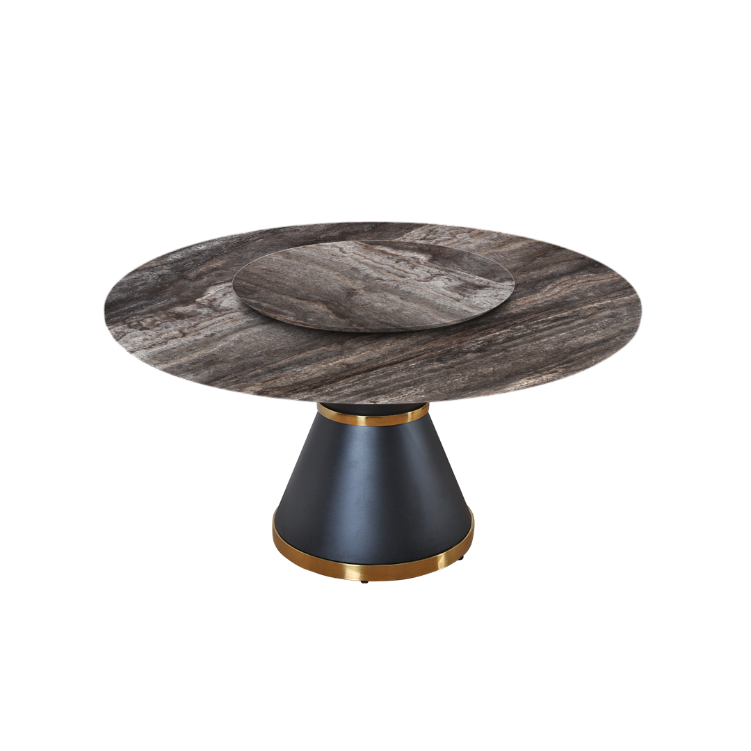 5ft Round Silver Travertine Marble Dining Table