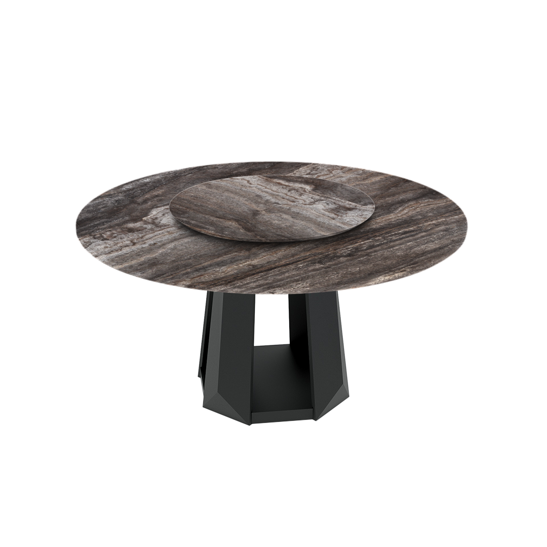 5ft Round Silver Travertine Marble Dining Table
