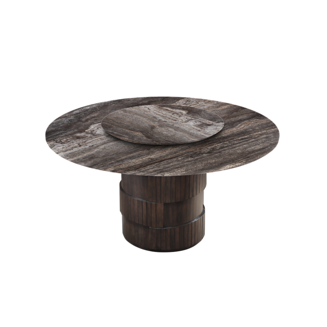 5ft Round Silver Travertine Marble Dining Table