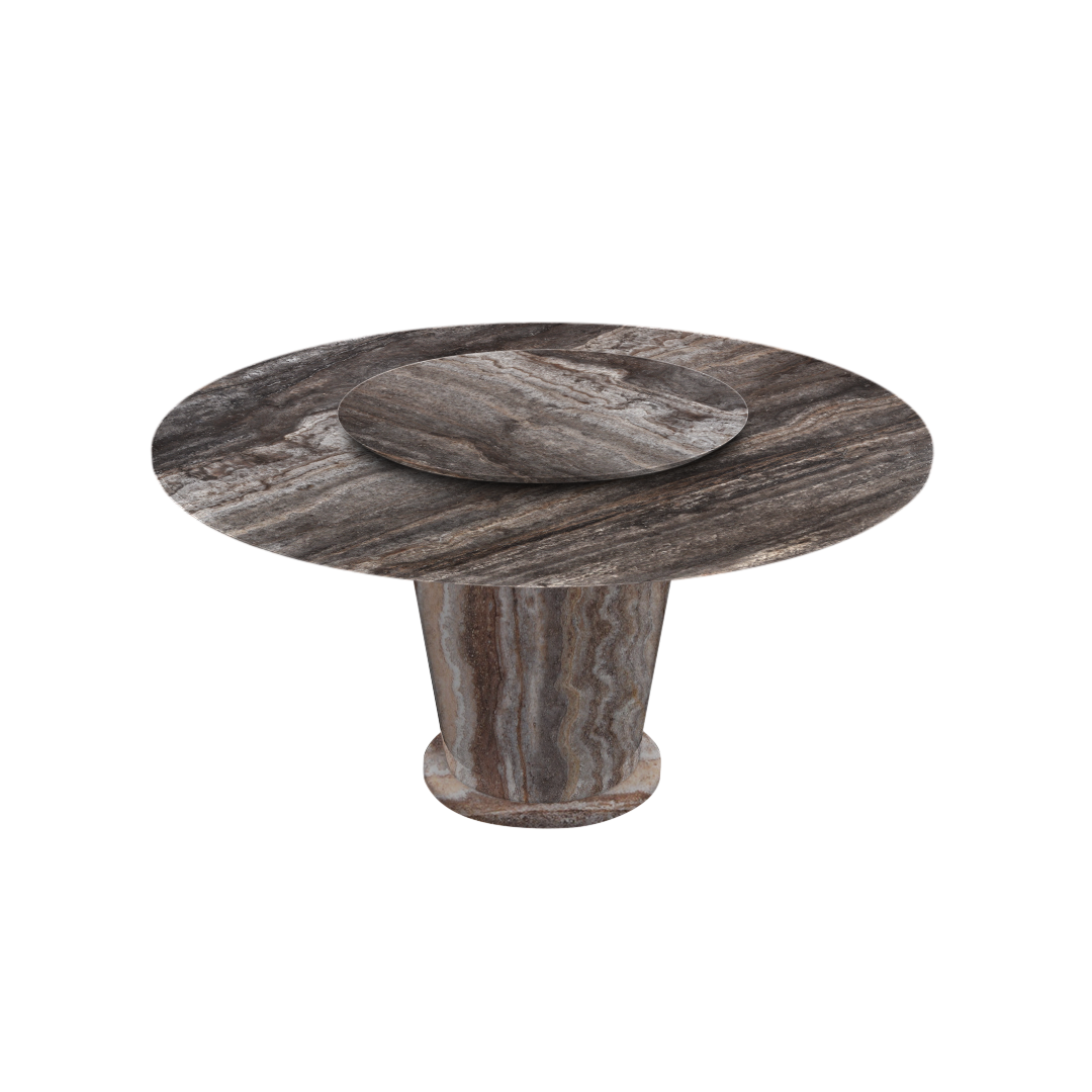 5ft Round Silver Travertine Marble Dining Table
