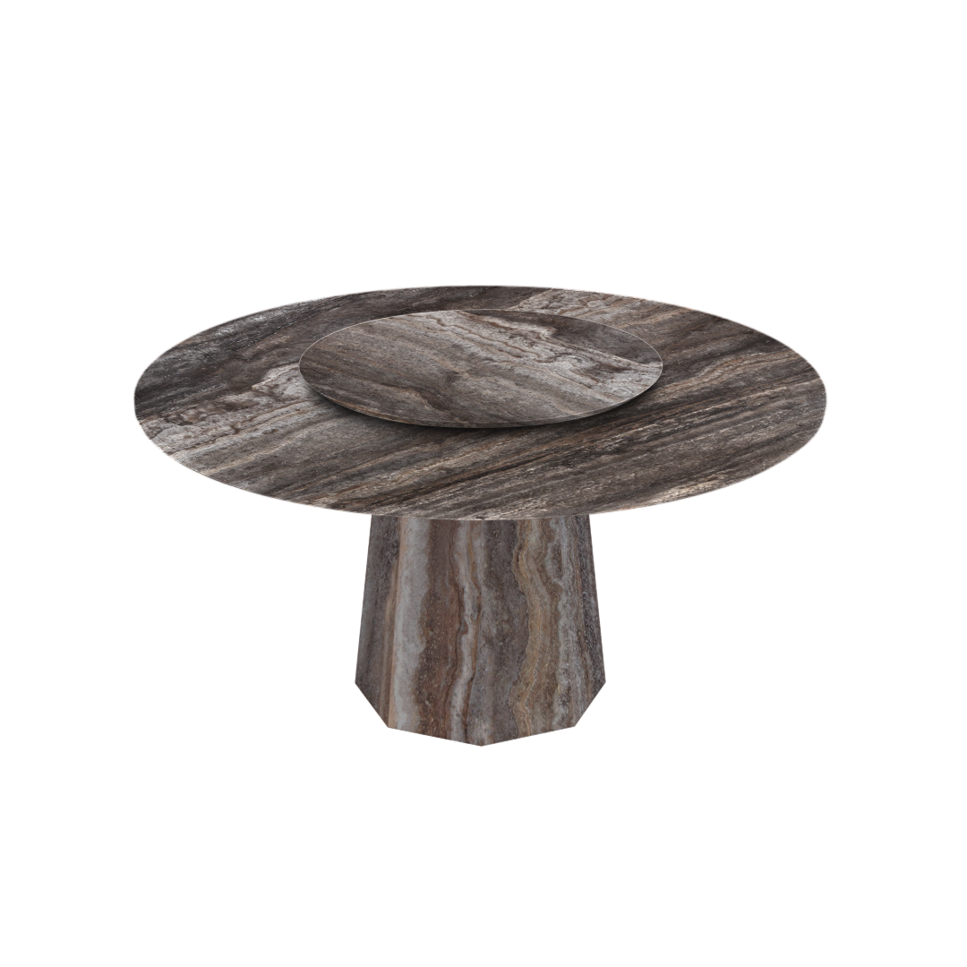 5ft Round Silver Travertine Marble Dining Table