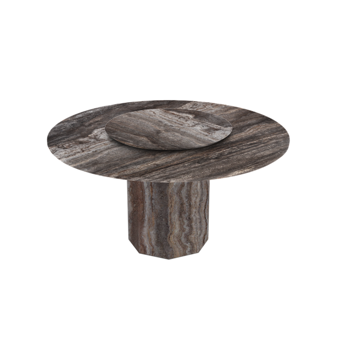 5ft Round Silver Travertine Marble Dining Table