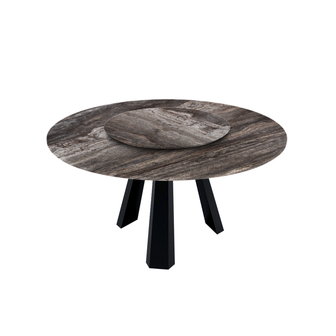 5ft Round Silver Travertine Marble Dining Table