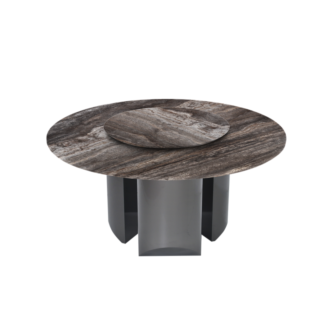 5ft Round Silver Travertine Marble Dining Table