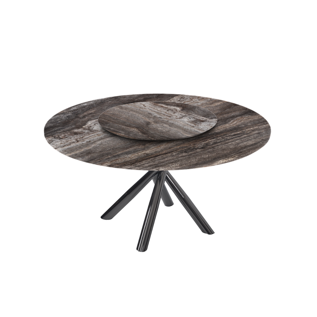 5ft Round Silver Travertine Marble Dining Table