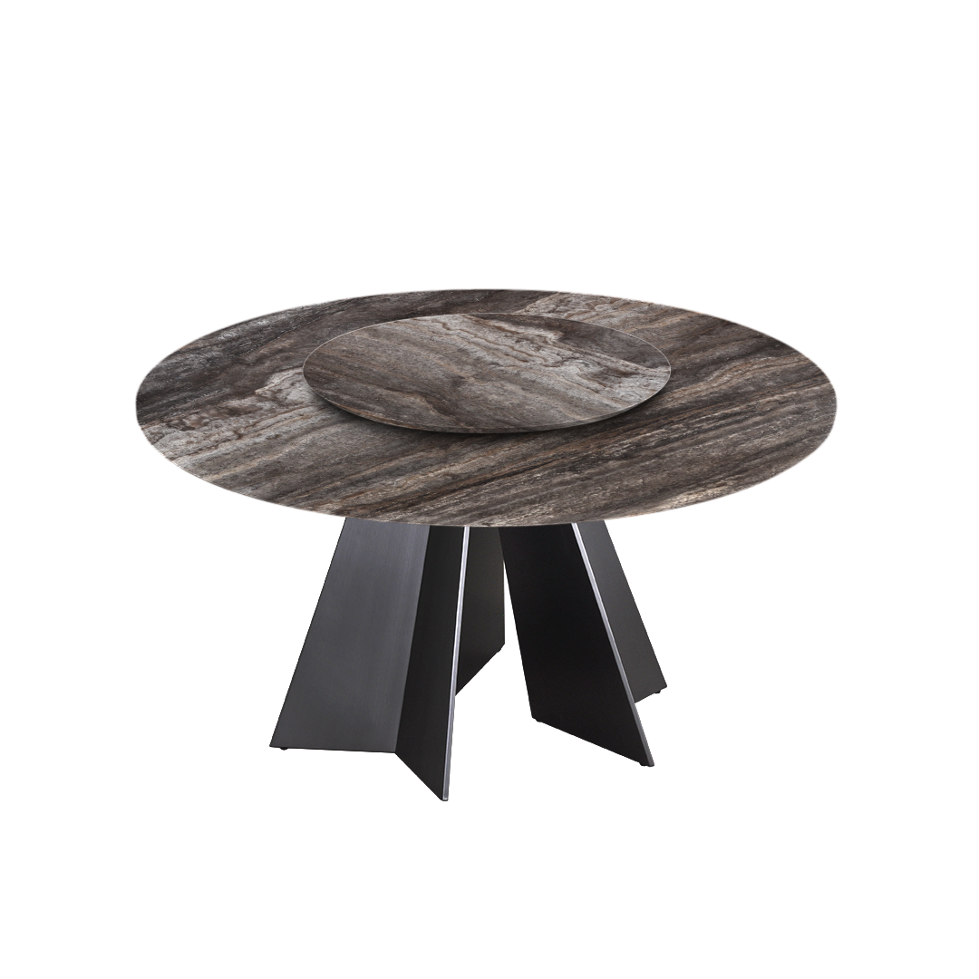 5ft Round Silver Travertine Marble Dining Table