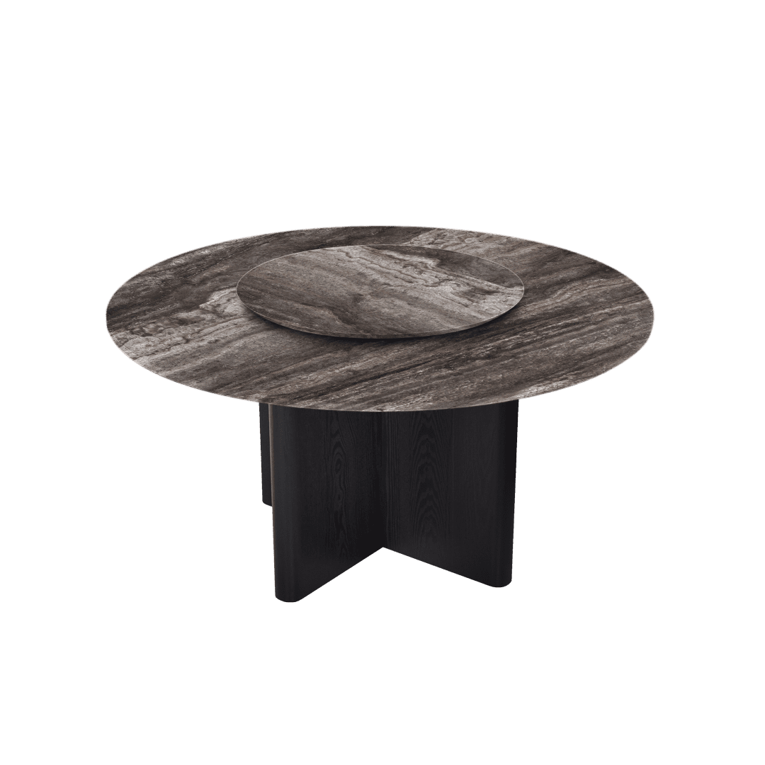 5ft Round Silver Travertine Marble Dining Table