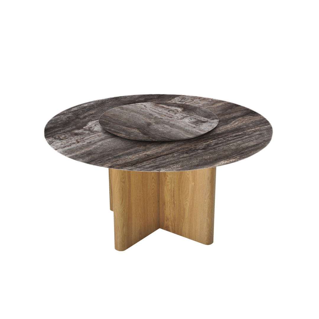 5ft Round Silver Travertine Marble Dining Table