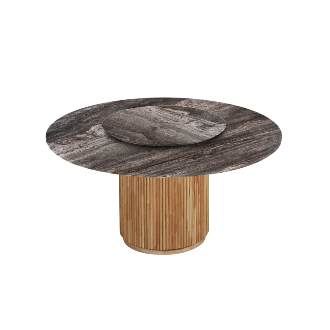 5ft Round Silver Travertine Marble Dining Table