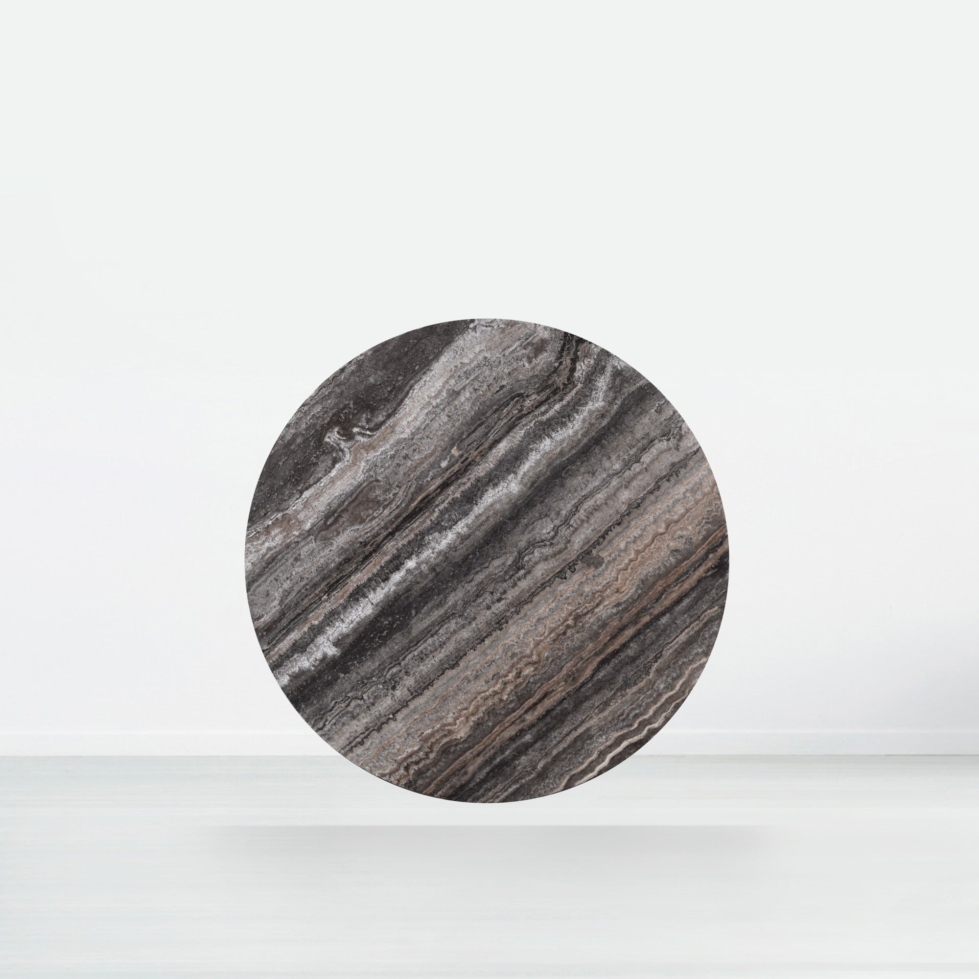 4.3ft Round Silver Travertine Marble Dining Table