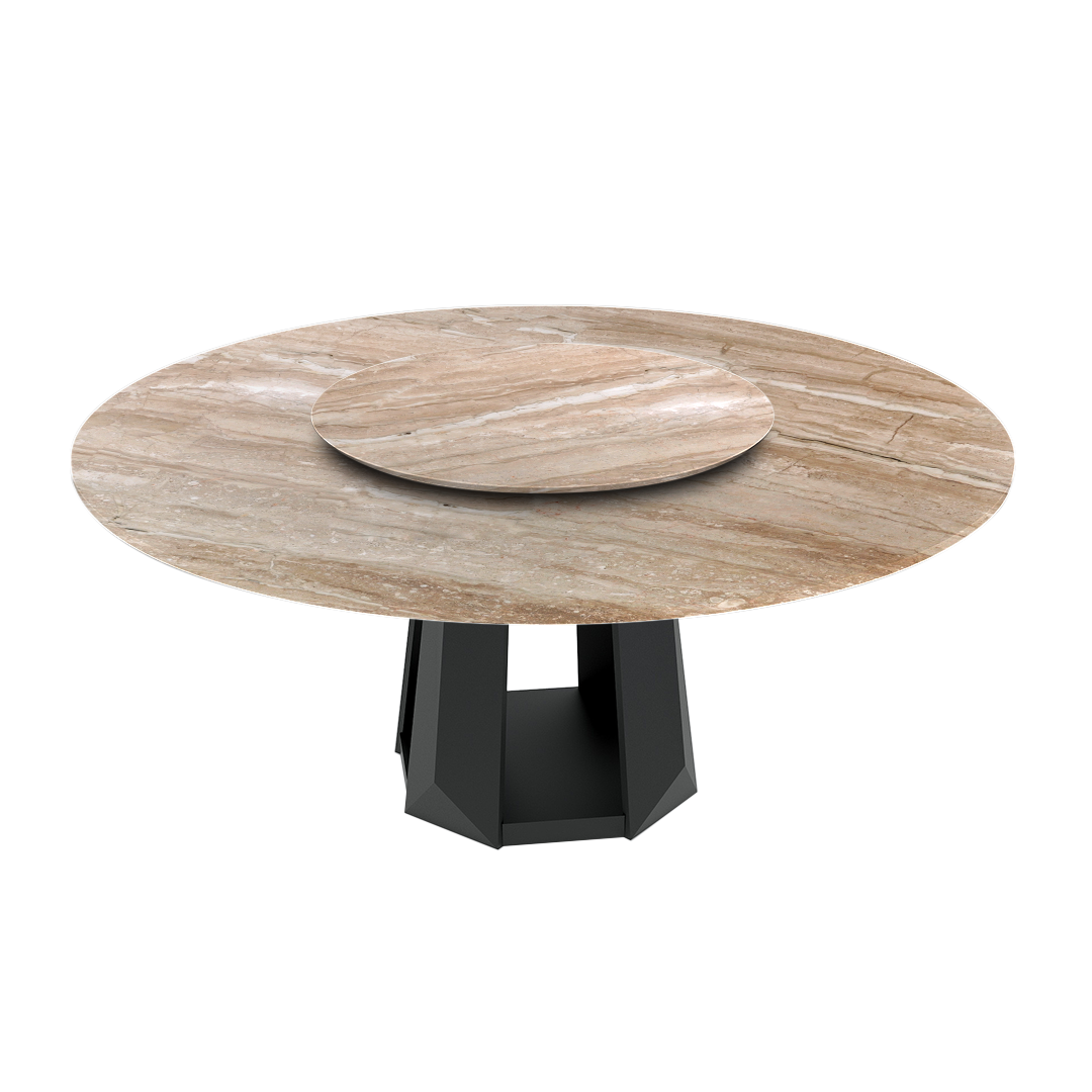 6ft Round Daino Beige Marble Dining Table