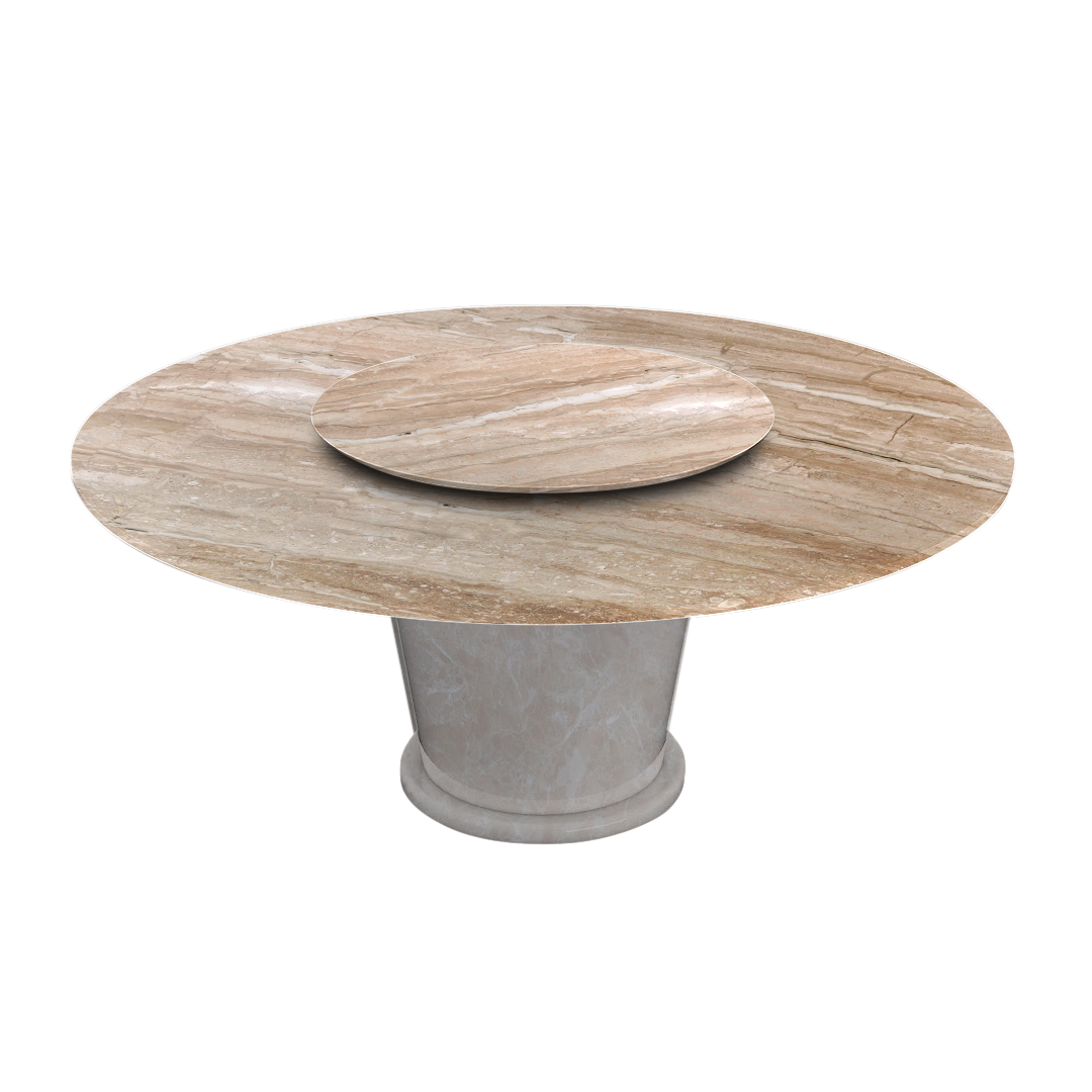 6ft Round Daino Beige Marble Dining Table
