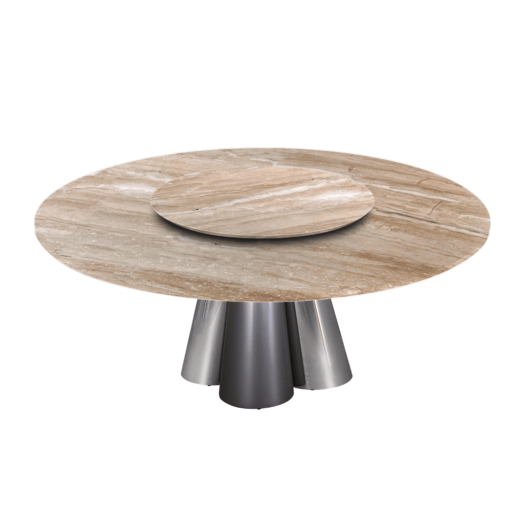 6ft Round Daino Beige Marble Dining Table