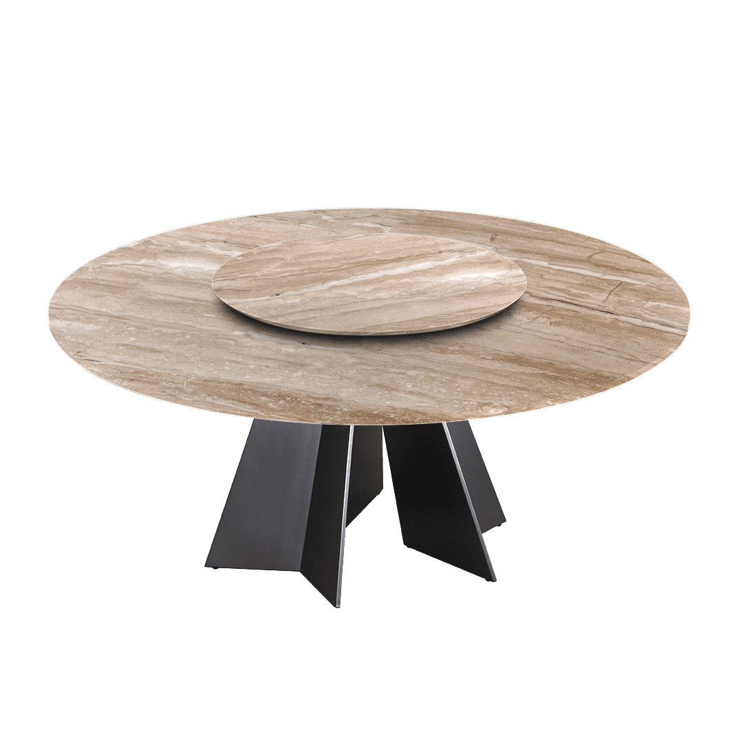 6ft Round Daino Beige Marble Dining Table