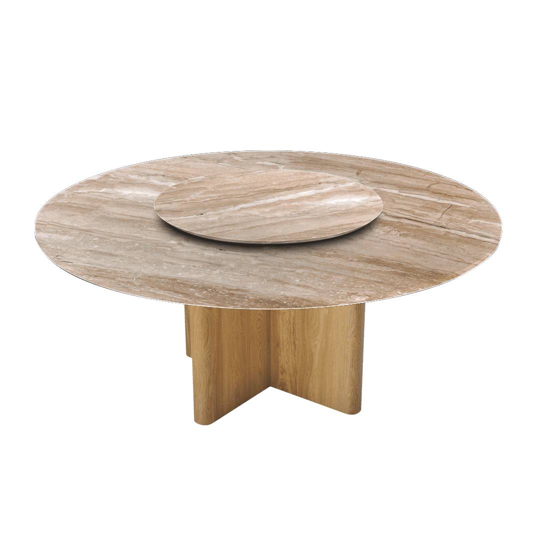 6ft Round Daino Beige Marble Dining Table