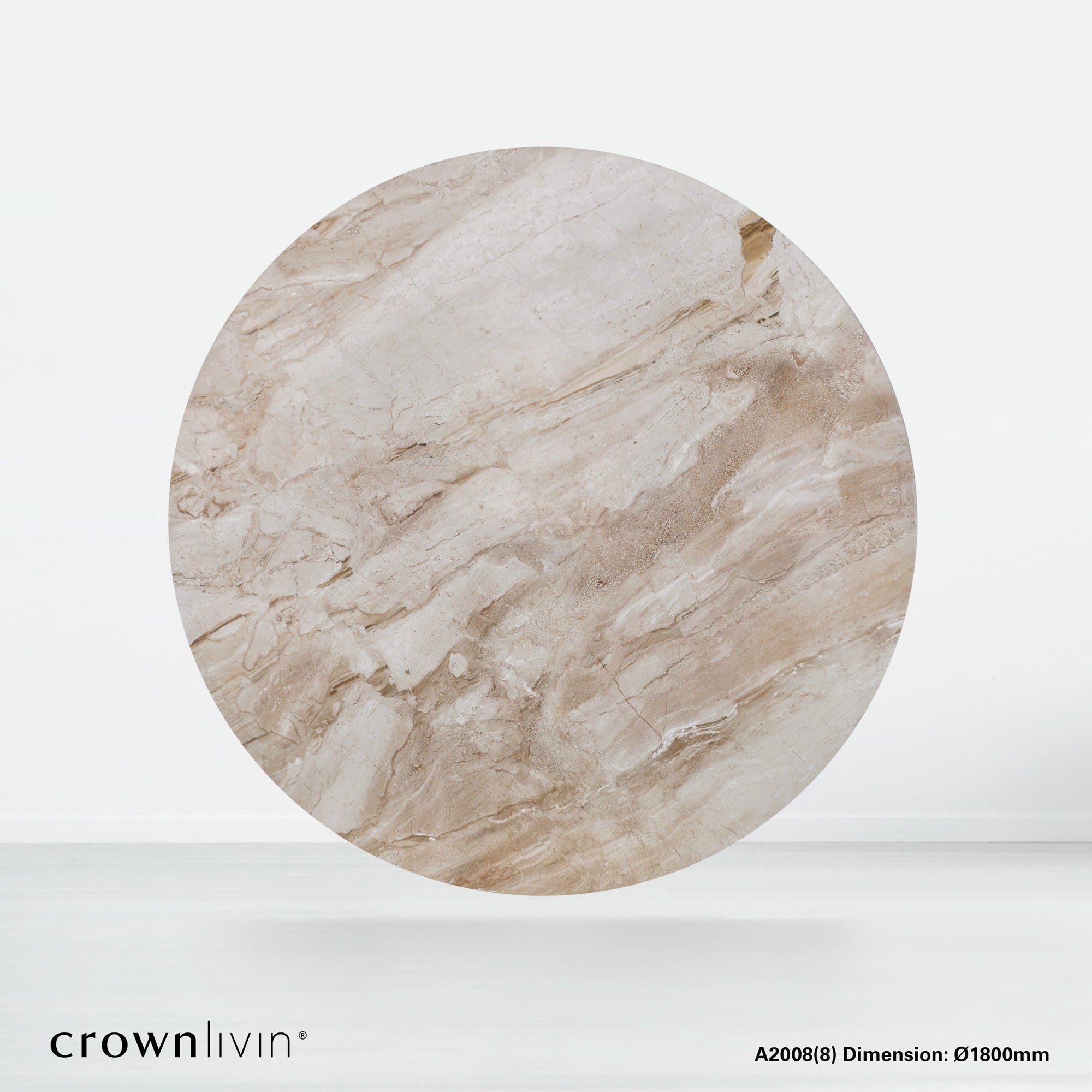 6ft Round Daino Beige Marble Dining Table