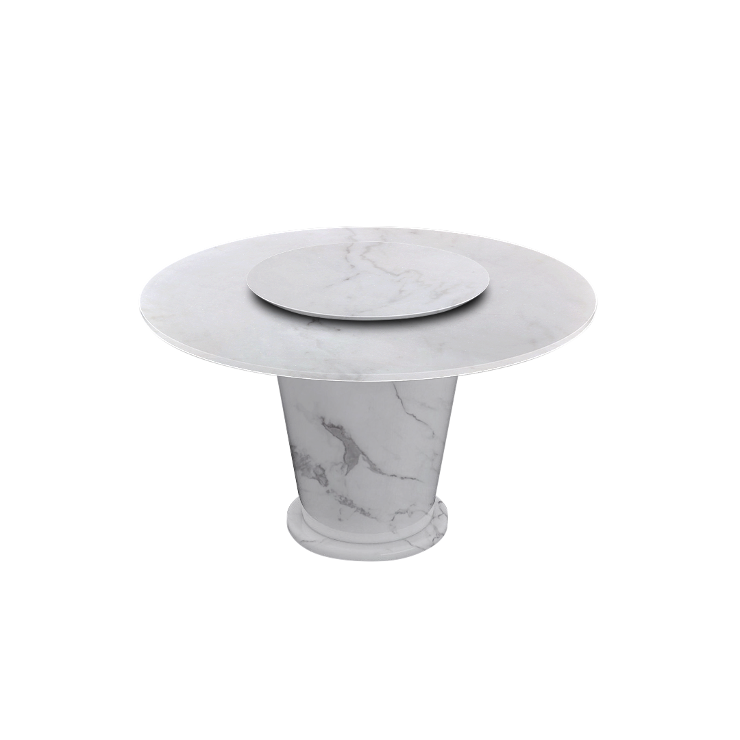 4.3ft Round Venus White Natural Marble Dining Table