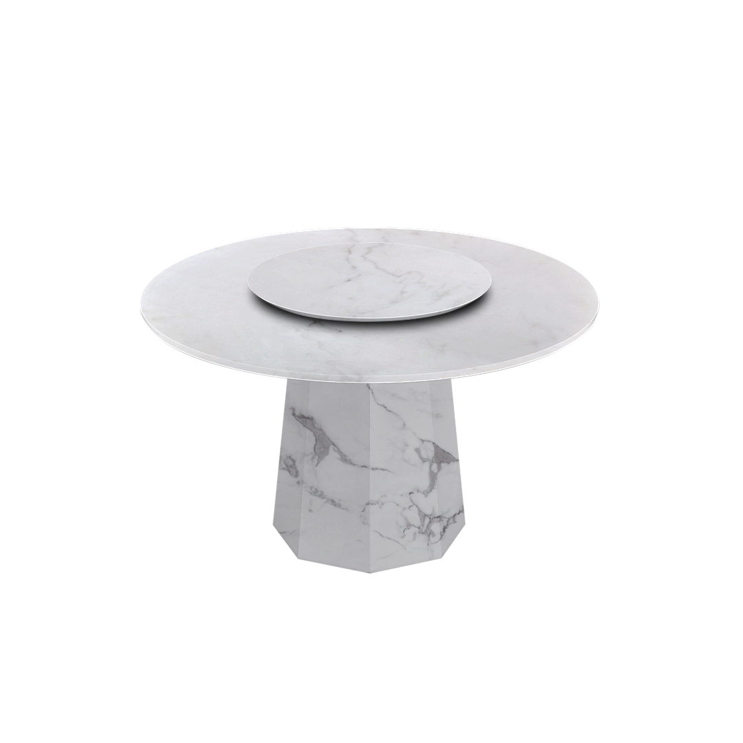 4.3ft Round Venus White Natural Marble Dining Table