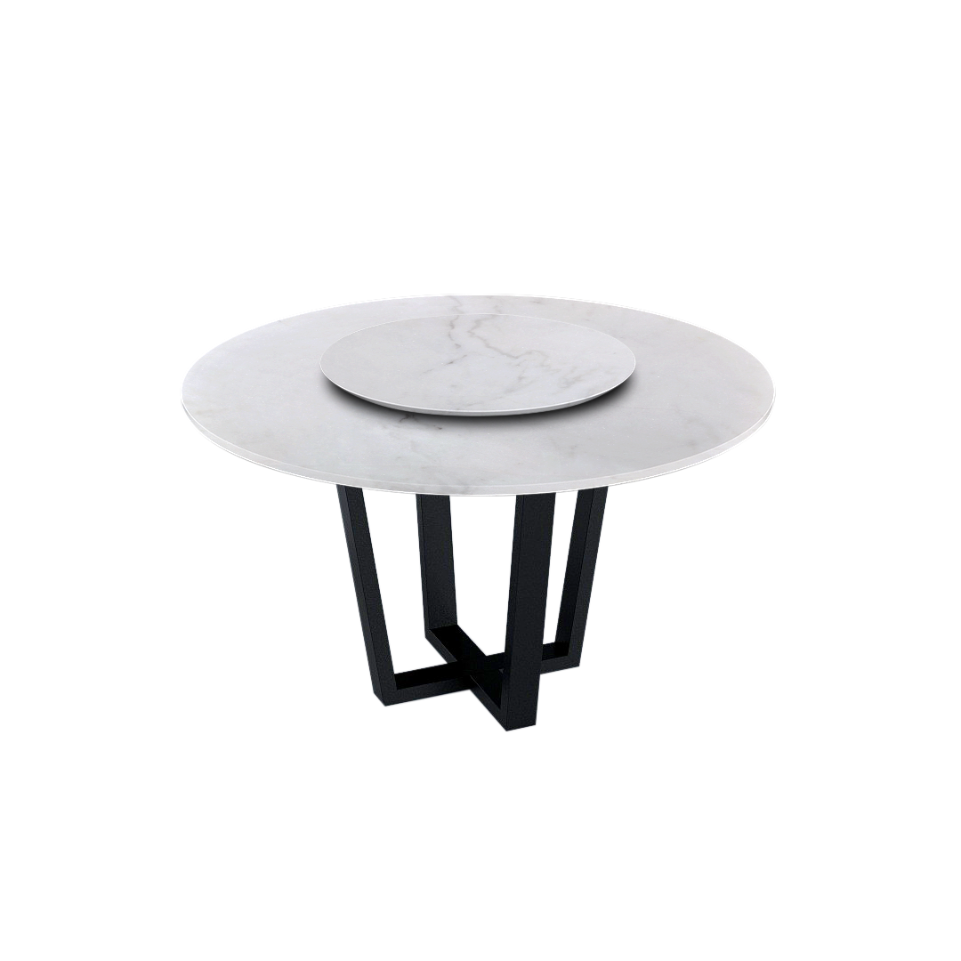 4.3ft Round Venus White Natural Marble Dining Table