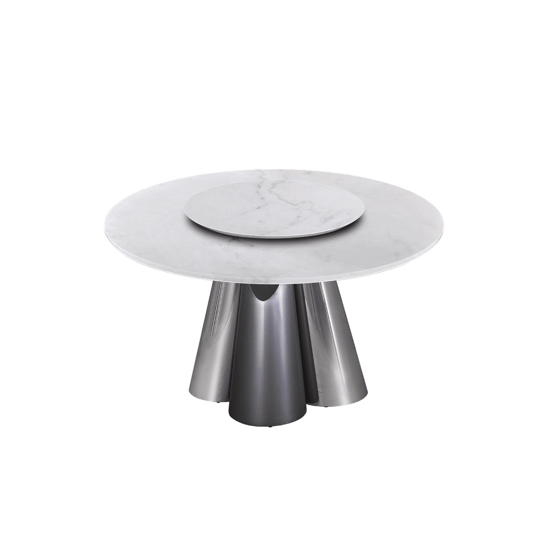 4.3ft Round Venus White Natural Marble Dining Table