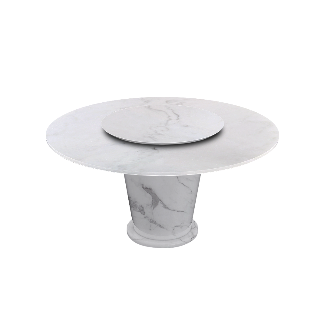 5ft Round Venus White Natural Marble Dining Table