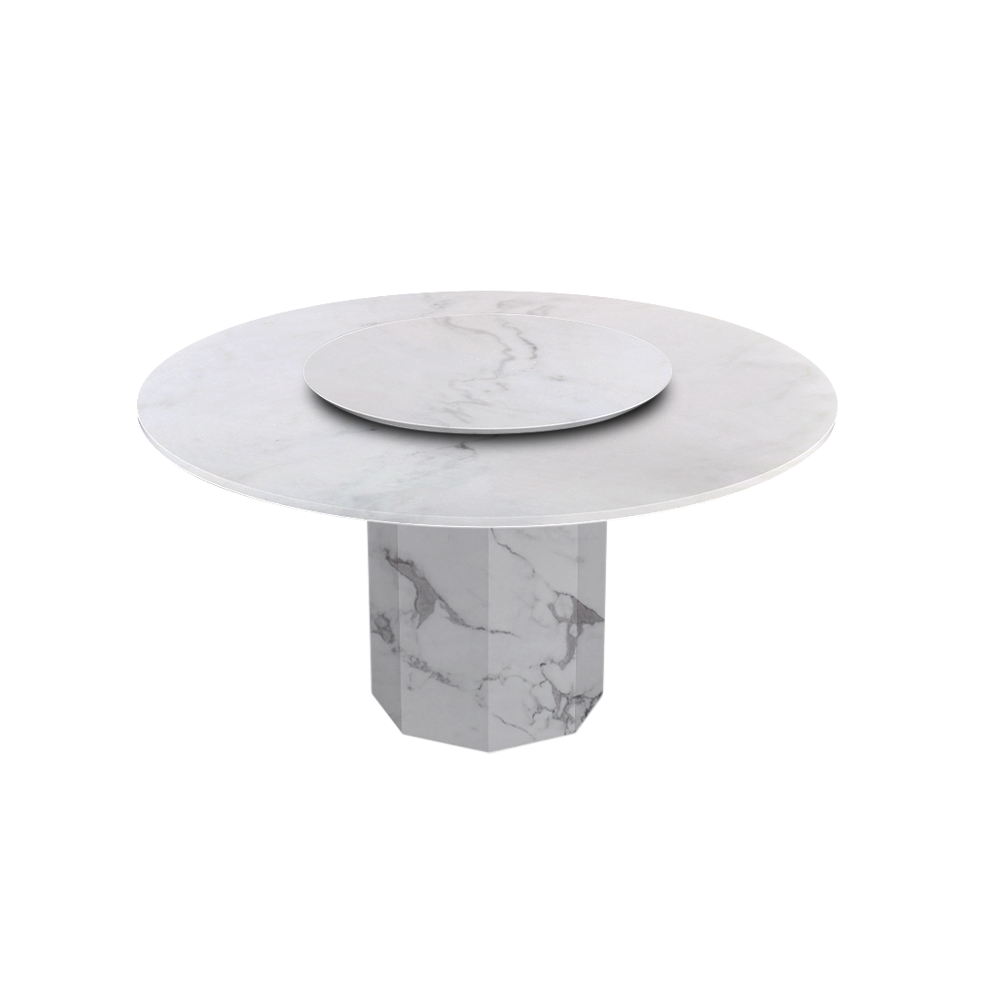 5ft Round Venus White Natural Marble Dining Table