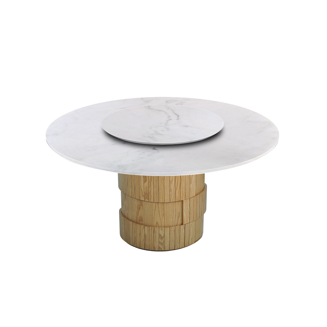 5ft Round Venus White Natural Marble Dining Table