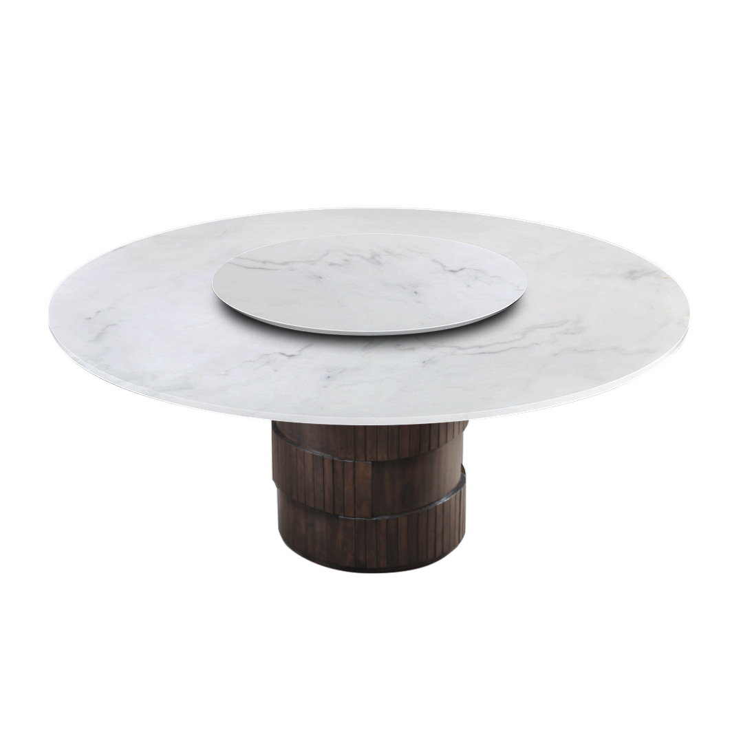 6ft Round Venus White Natural Marble Dining Table