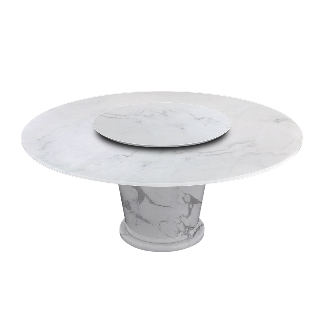 6ft Round Venus White Natural Marble Dining Table