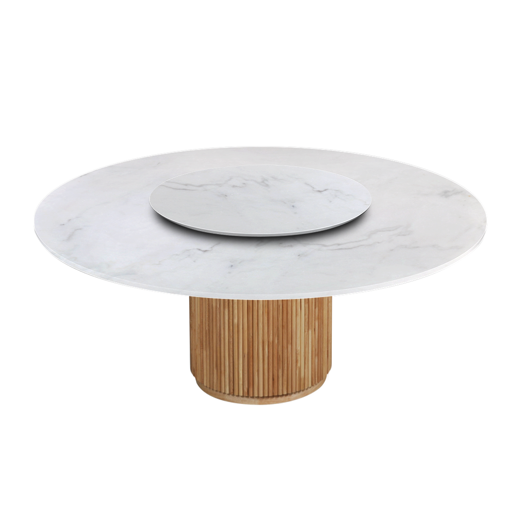 6ft Round Venus White Natural Marble Dining Table