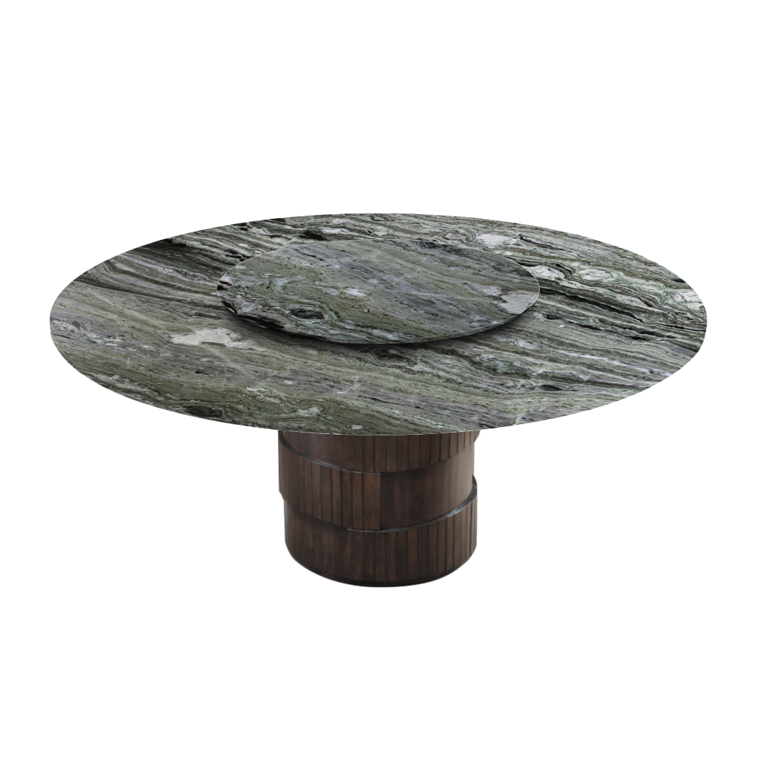 6ft Round Verde Prato Natural Marble Dining Table