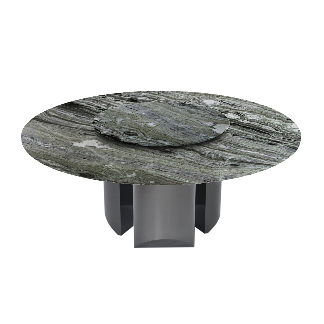 6ft Round Verde Prato Natural Marble Dining Table