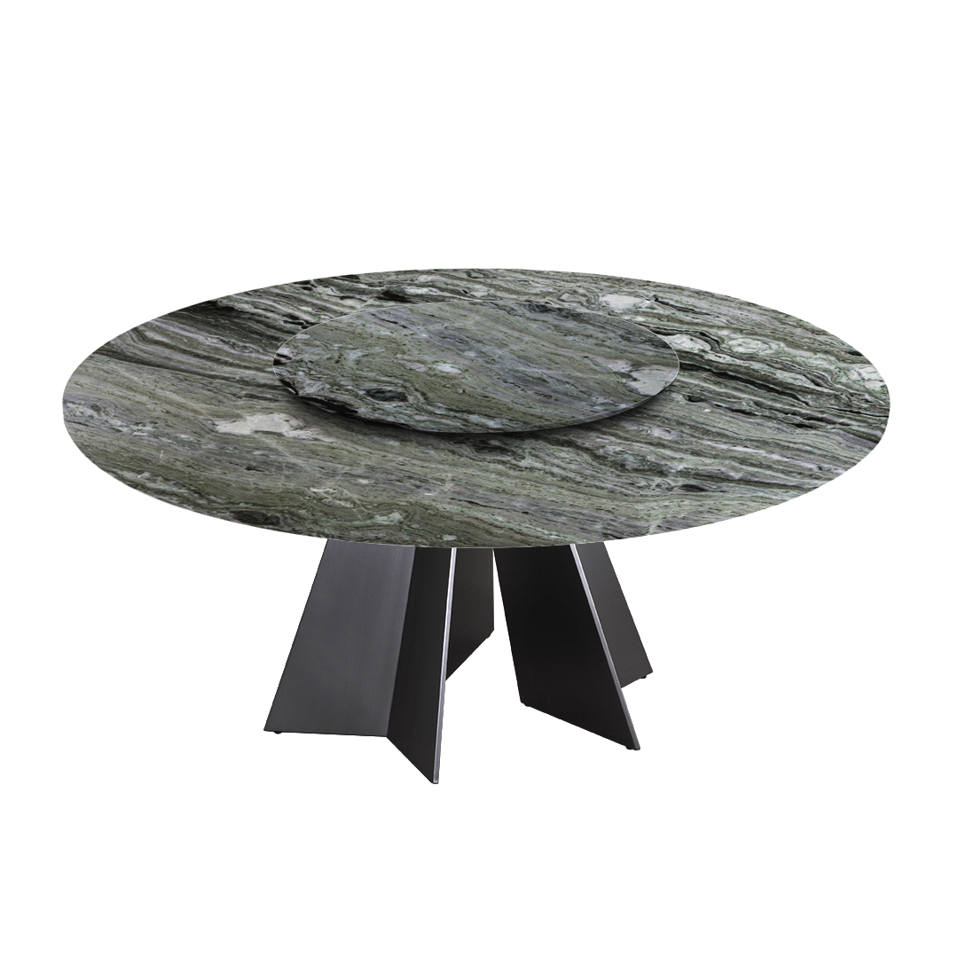 6ft Round Verde Prato Natural Marble Dining Table
